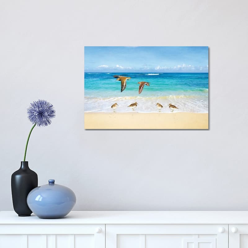 iCanvas "Sandpiper Ocean Beach Party" by Laura D Young Canvas Print - 12x18x1.5