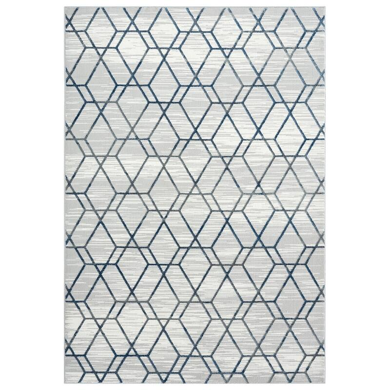 Abani Nova Blue Distressed Geometric Area Rug
