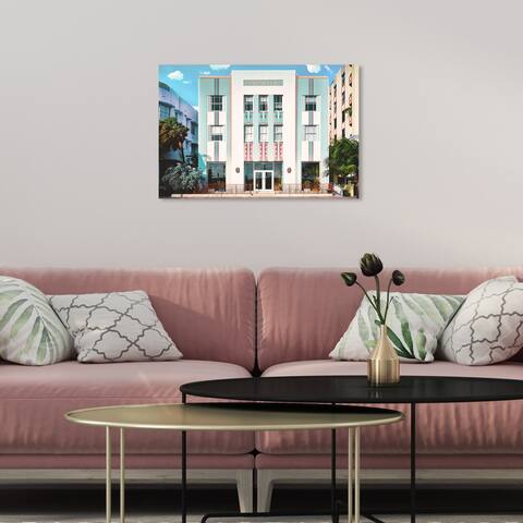 Oliver Gal 'Cavalier Hotel 2' Architecture Green Wall Art Canvas Print