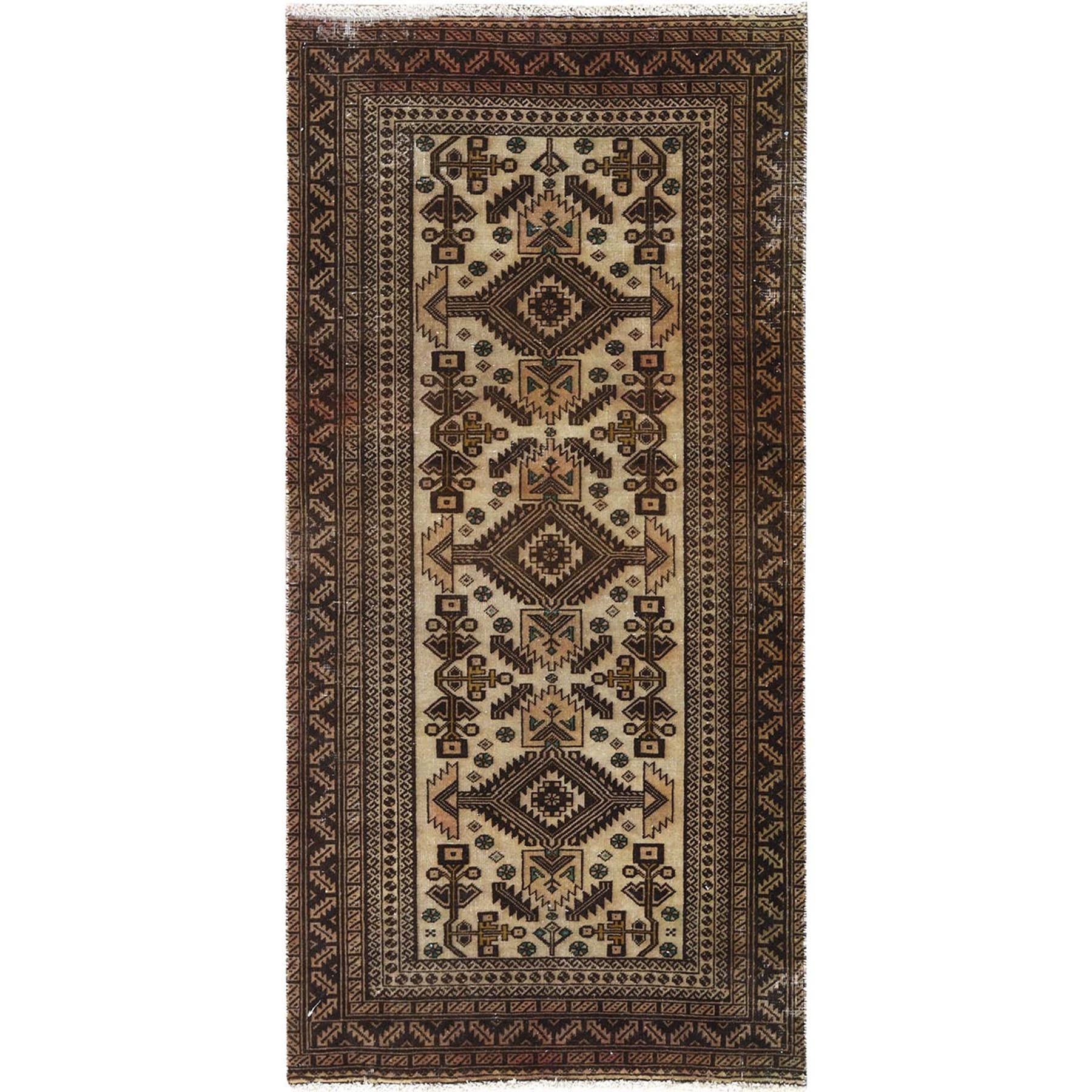 Shahbanu Rugs Birdseed Brown Sheared Low Worn Wool Hand Knotted