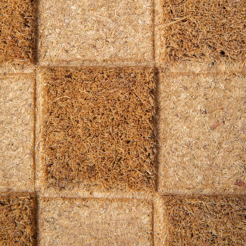 Engraved Coir Doormat with Checkerboard Print and PVC Back - 32.0"L x 16.0"W x 0.1"H