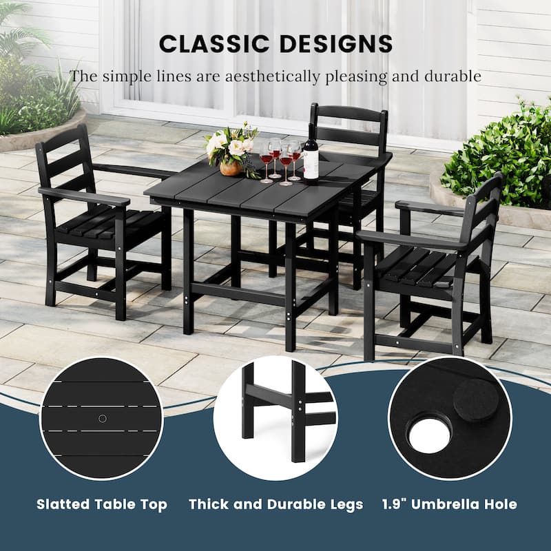 Polytrends Shoreside 36 Inch Square Patio Dining Table