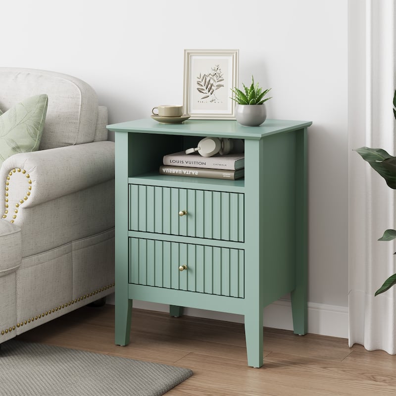 2 Drawers Nightstand with Charging Station