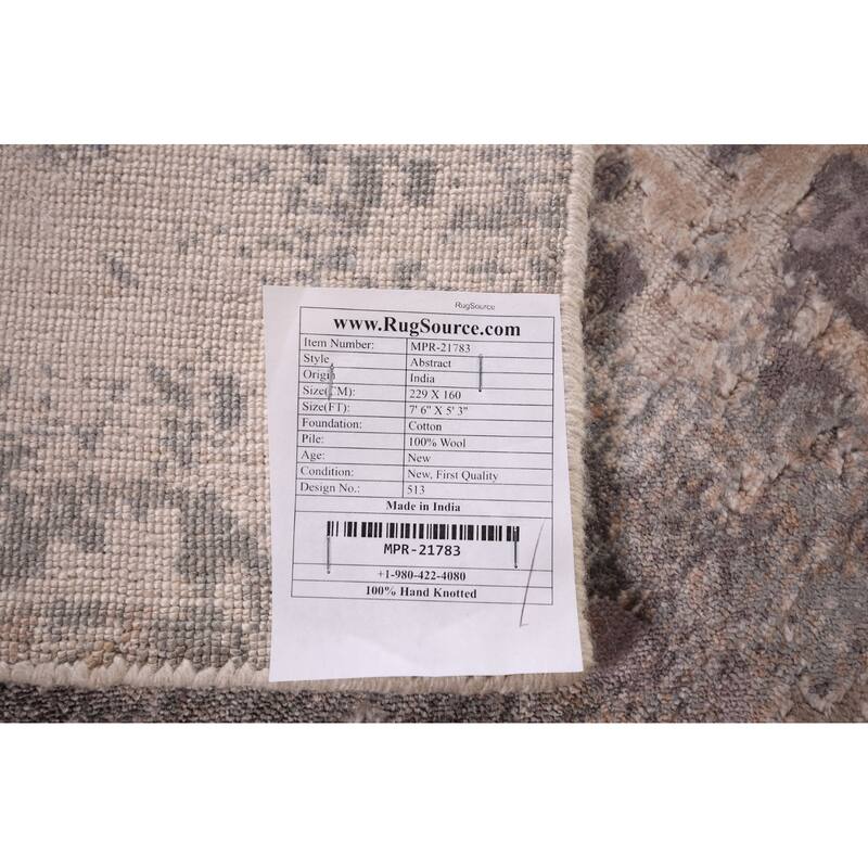 Contemporary Abstract Area Rug Handmade Oriental Wool Carpet - 5'3"x 7'6"