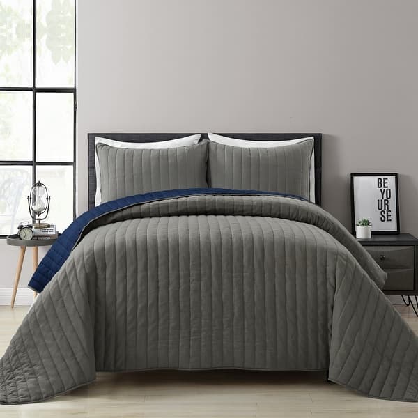 slide 2 of 49, Lush Decor Soft Stripe All Season Quilt/Coverlet Set Gray - Full - Queen