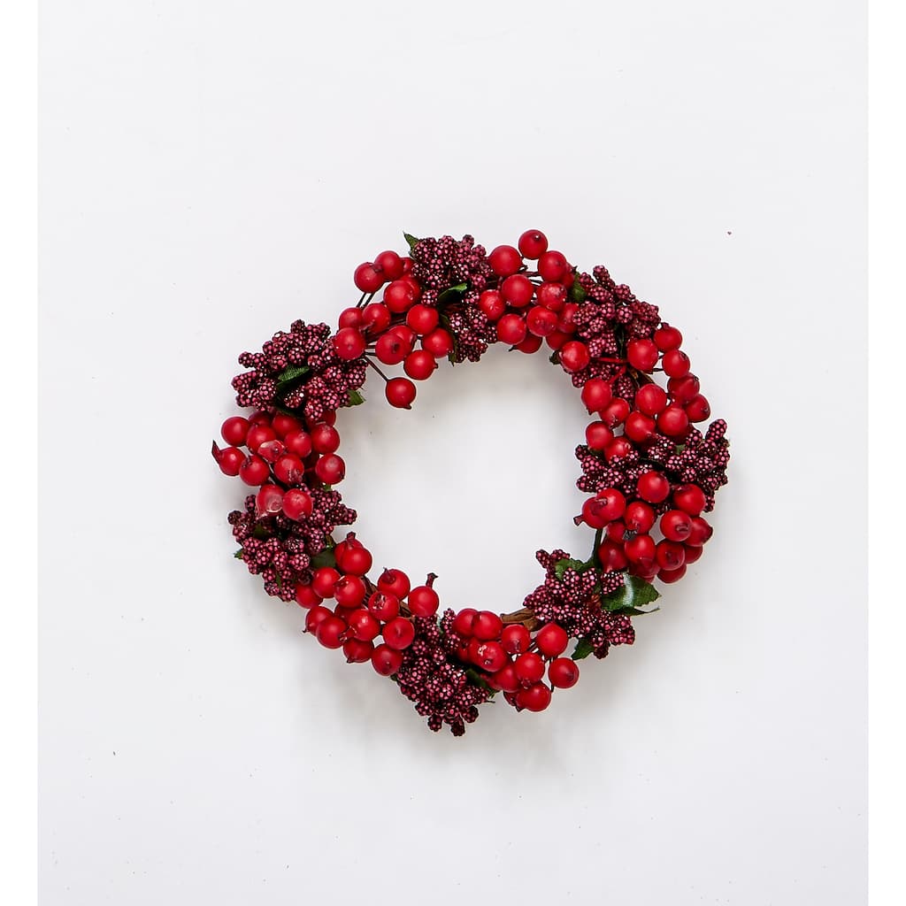 3.5" Berry Candle Ring, Red, Set of 2 - 6