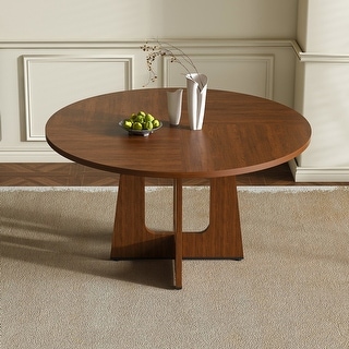 Rustic Oak Round Table, 300LB Capacity Dining Table - Bed Bath & Beyond ...