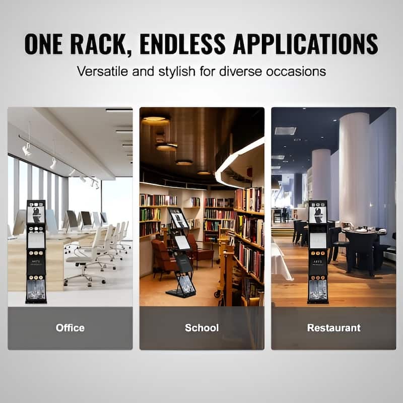 Foldable 4-Tier Magazine Rack with Carry Bag, Brochure Display Stand - 10.63 x 14.17 X 49.21 in