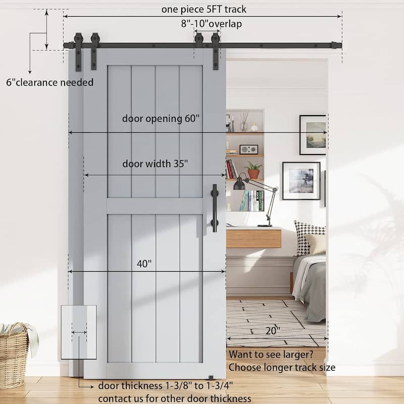 4-12FT Single Track Bypass Sliding Barn Door Hardware Kit for Double Doors J Style Rollers