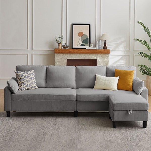 Modern Sectional Sofa Couch L Shaped With Chaise Storage Ottoman