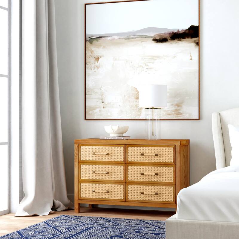 Mesa Cane and Solid Wood 6-Drawer Dresser - Natural Cane - 6-drawer