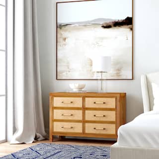 Mesa Cane and Solid Wood 6-Drawer Dresser
