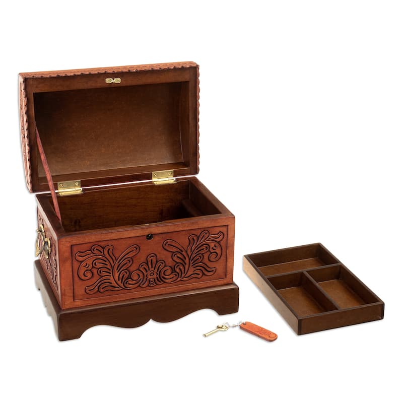 Novica Handmade Viceroyalty Wood And Leather Jewelry Box