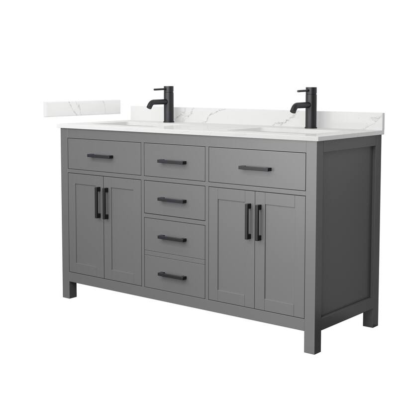 Wyndham Collection WCG2424-60D-QTZ-UNSMXX Beckett 60" Free Standing - Dark Gray / Giotto Quartz Top / Matte Black