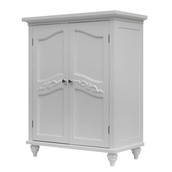 Shop Bathroom Linen Storage Floor Cabinet With 2 Doors In Traditional White Wood Finish Overstock 30677595