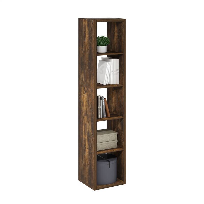 Furinno Cubicle Open Back Decorative Verticle Cube Storage Organizer, 5-Cube, White