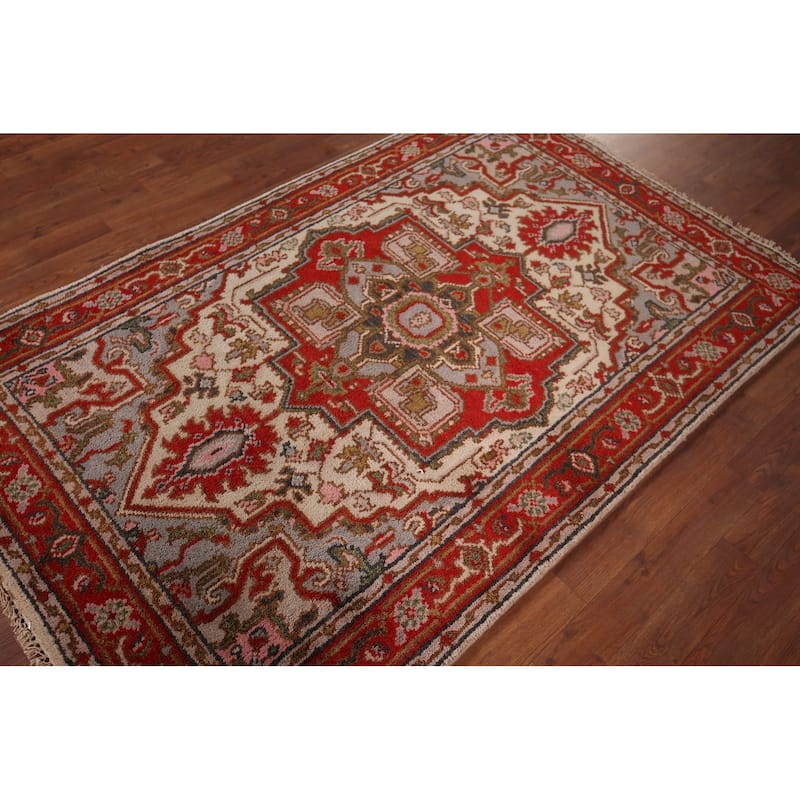 Heriz Serapi Oriental Accent Rug Hand-Knotted Wool Carpet - 3'10" X 6'1"
