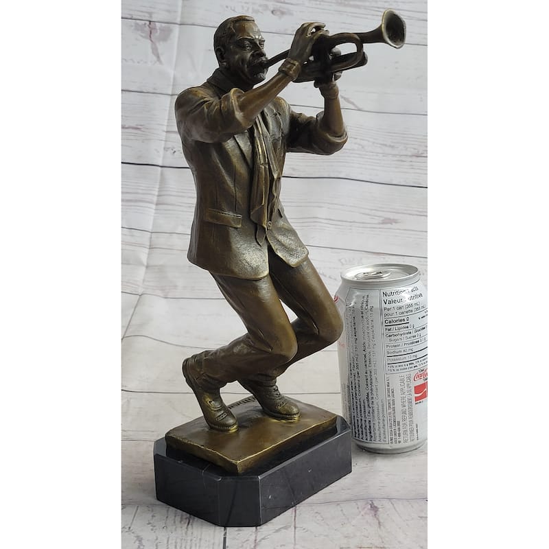 African American Jazz Trumpet Player Trumpeter Bronze Sculpture Statue Musician Decor