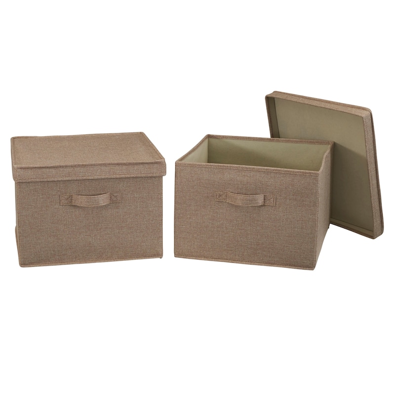 Household Essentials Square KD Storage Box with Lid, Set of 2