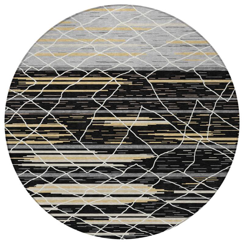 HomeRoots Striped Modern Rectangle Outdoor Rug