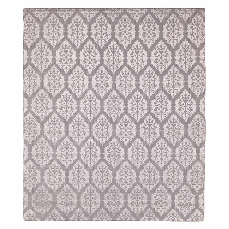 ECARPETGALLERY Hand Loomed Elysian Dark Grey Viscose, Wool Rug - 8'3 x 9'9