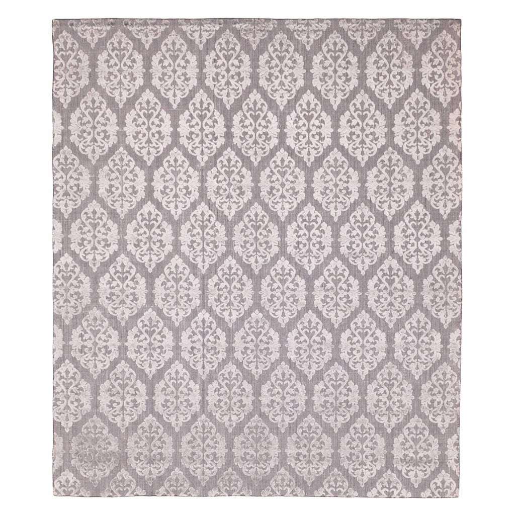 ECARPETGALLERY Hand Loomed Elysian Dark Grey Viscose, Wool Rug - 8'3 x 9'9