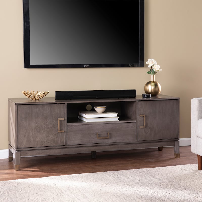 SEI Furniture Barlock Transitional Brown Wood Media TV Stand for TV's up to 60"