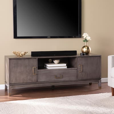 SEI Furniture Barlock Transitional Brown Wood Media TV Stand for TV's up to 60"