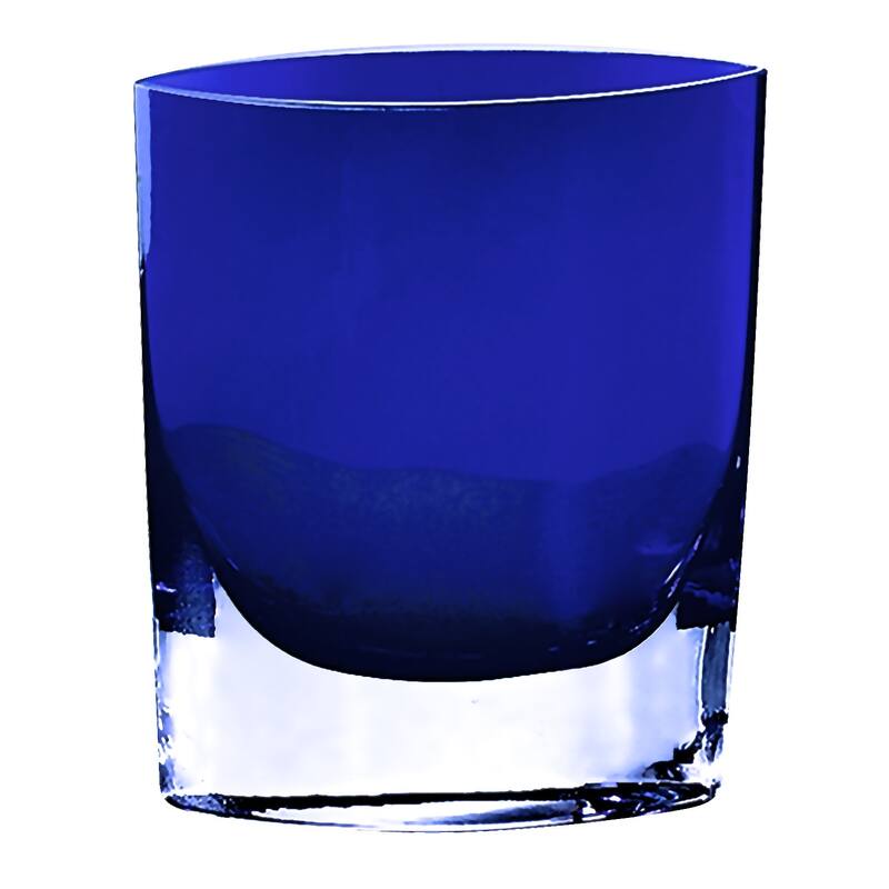 HomeRoots 8" Cobalt And Clear Oval Lead Free Crystal Table Vase