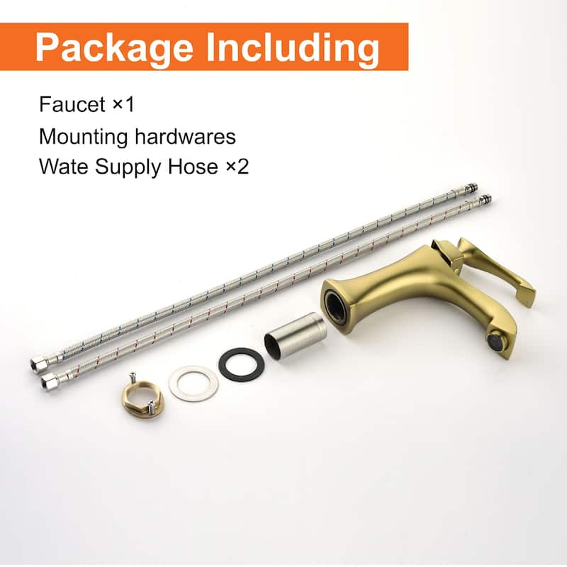 Single Hole Bathroom Sink Faucet Single Handle Bathroom Faucet Modern Lavatory Basin Vanity Tap With Valve, NO DRAIN
