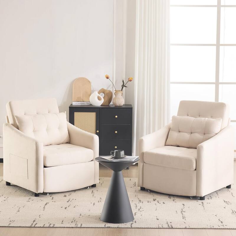 Bezseller Convertible Sofa Bed Chair, 3-in-1 Sleeper Chair with Storage Drawer, Light Gray