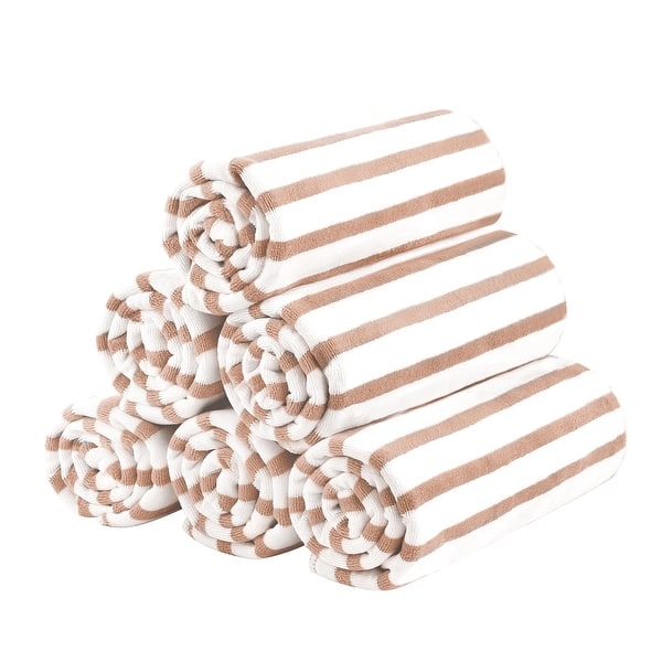 6-pack Cabana Striped Bath Towel Absorbent Beach Towel - Coffee