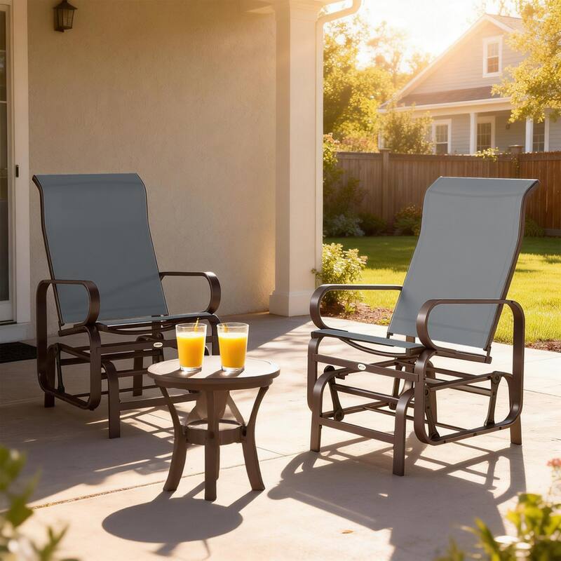 Outsunny Outdoor Glider Chair Set of 2, Gliders for Outside Patio with Smooth Rocking Mechanism