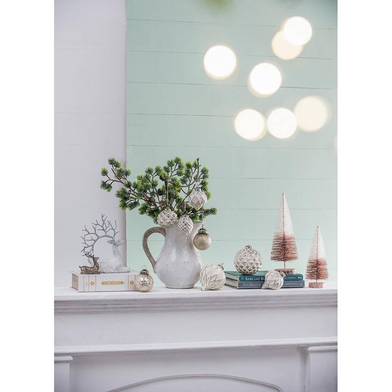 D2.8x3"H Christmas Ball Ornaments, Glass Decorative Hanging Ball Christmas Tree Ornaments for Holiday, Set of 6