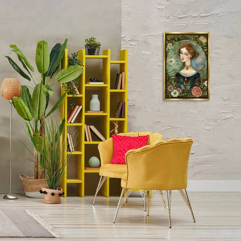 Stupell Floral Edged Victorian Woman Framed Floater Canvas Wall Art Design By The Dutch Lady