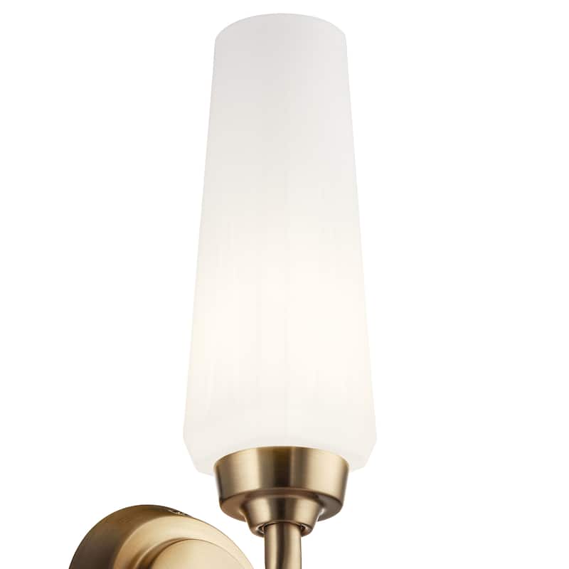 Kichler Lighting Truby 11.5 in. 1-Light Champagne Bronze Wall Sconce with Satin Etched Cased Opal Glass