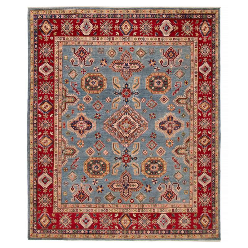 ECARPETGALLERY Hand-knotted Uzbek Ghazni Denim Blue Wool Rug - 8'1 x 9'9 - Light Denim Blue - 8'1 x 9'9