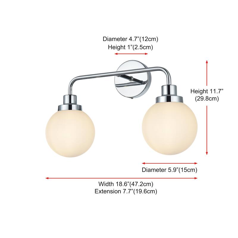 Elegant Lighting LD7032W19 Hanson 2 Light 19" Wide Vanity Light