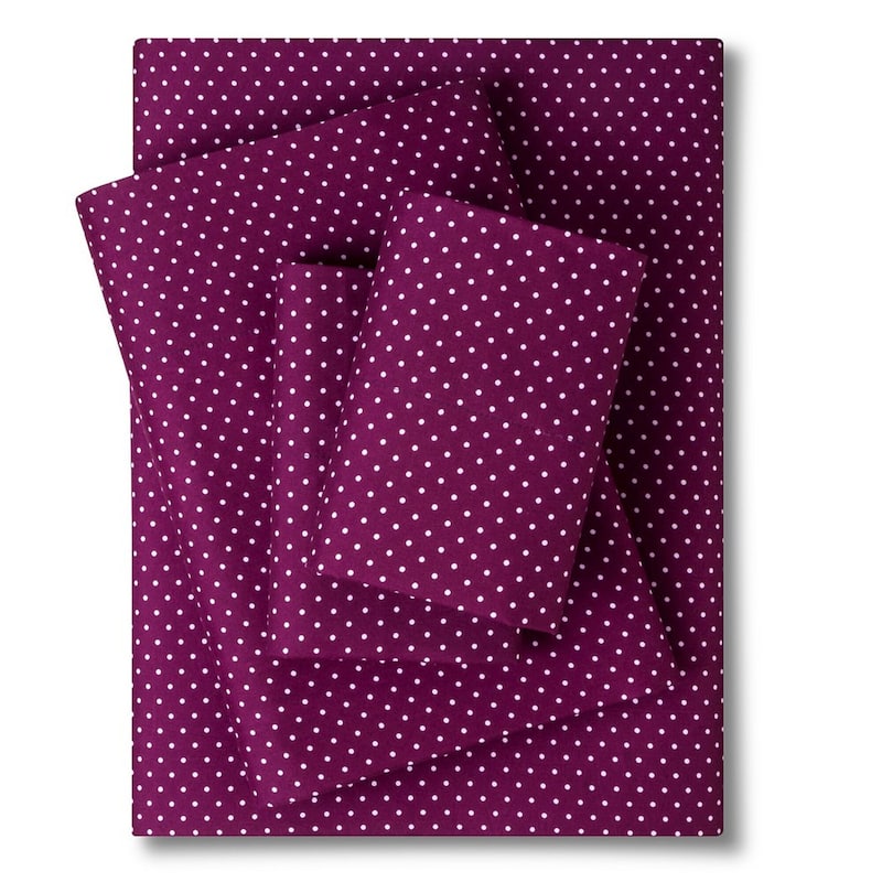 Sweet Home Collection Dots 4 Piece Printed Sheet Set, Double Brushed Microfiber.