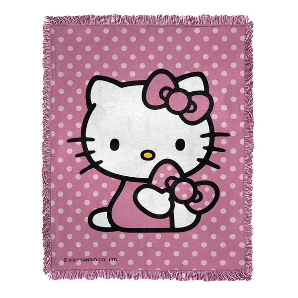 slide 2 of 3, Sanrio Hello Kitty Perfect Polka Dots Woven Jacquard Throw Blanket