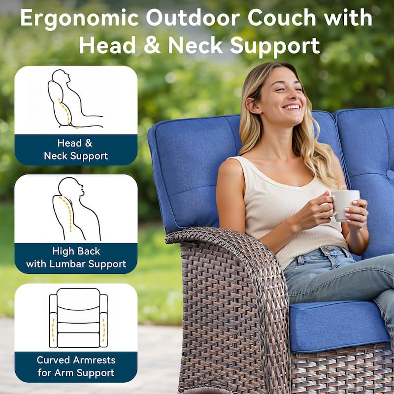 7 Pieces Pocassy Sofa Ottoman with Swivel Chairs