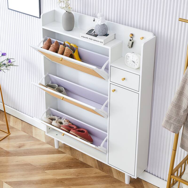 Rattan Shoe Storage Cabinet