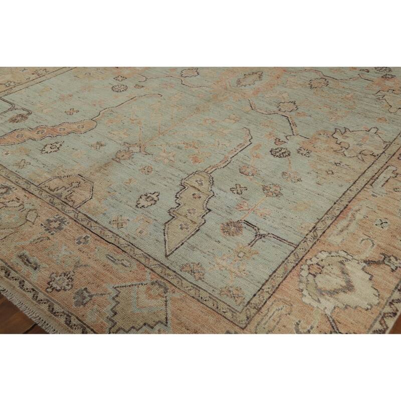 Vegetable Dye Oushak Turkish Rug Hand-Knotted Transitional Wool Carpet - 8'5" x 10'0"
