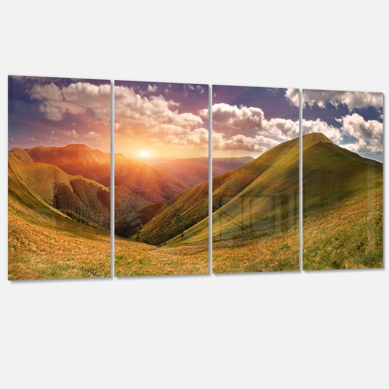 Sunrise Over Green Mountains - Landscape Photo Canvas Art Print