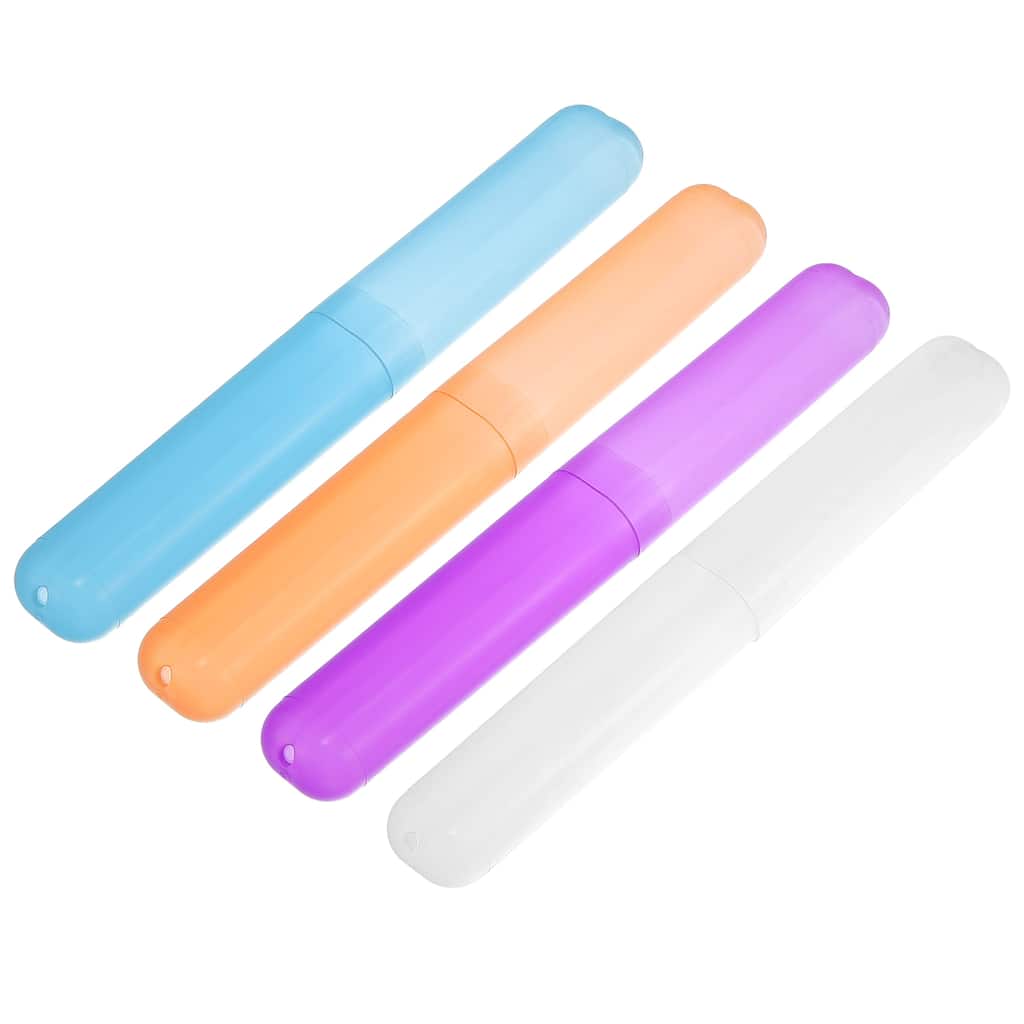 4 Pcs, Toothbrush Travel Case, Plastic, Lightweight Traveling Toothbrush Holders Case, 7.48"x1.06"
