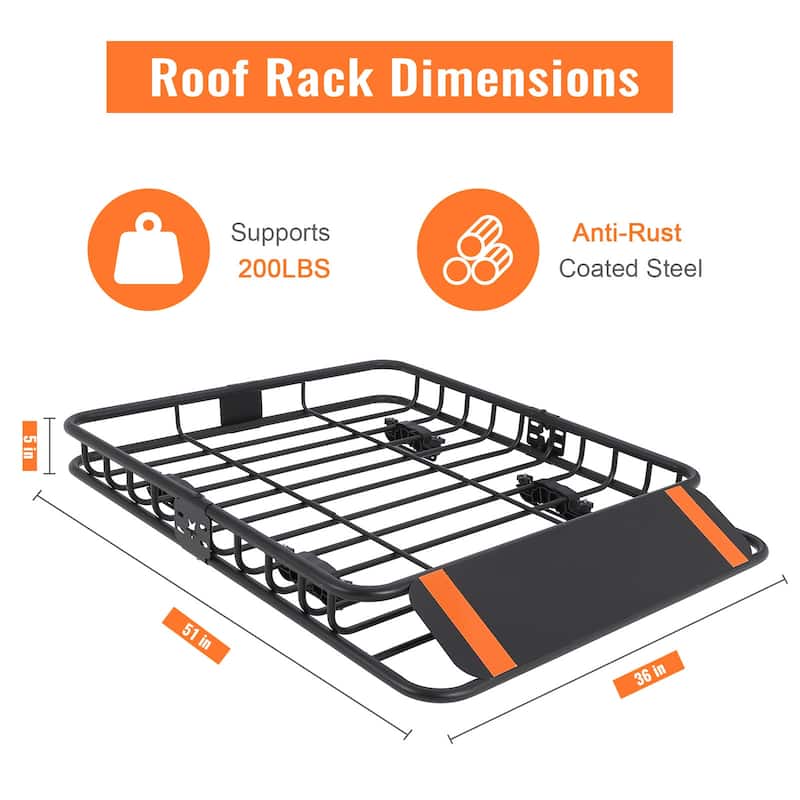 Roof Rack Basket Carrier with Extension Car Top Luggage Holder