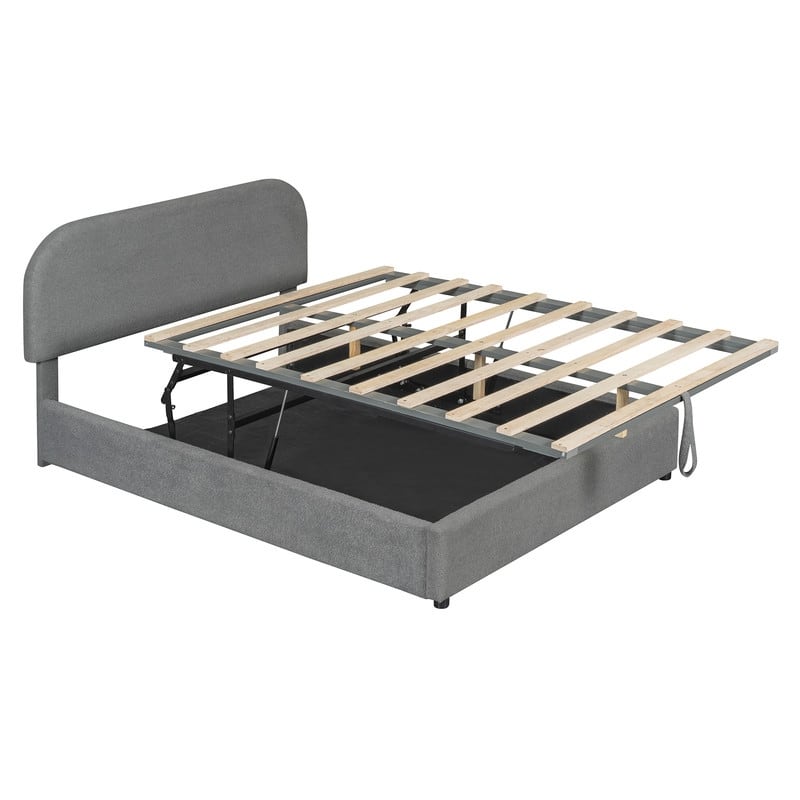 Teddy Fleece Full Size Upholstered Platform Bed with Hydraulic Storage System