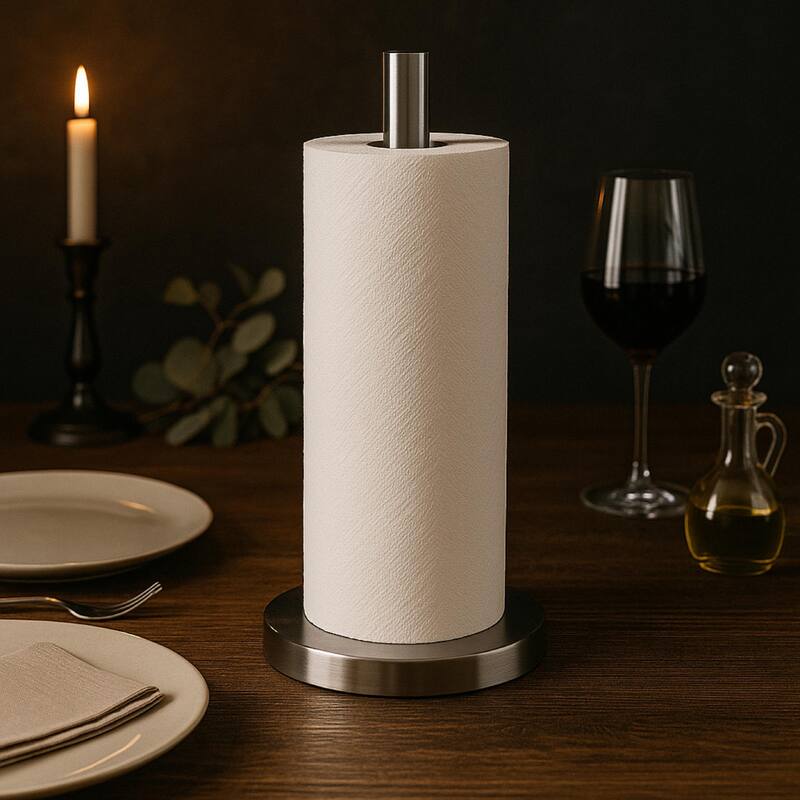 Creative Home Weighted Stainless Steel Paper Towel Holder - 5.9" x 5.9" x 13"