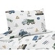preview thumbnail 1 of 0, Construction Truck Collection 4-piece Queen Sheet Set - Grey Yellow Black Blue and Green Transportation