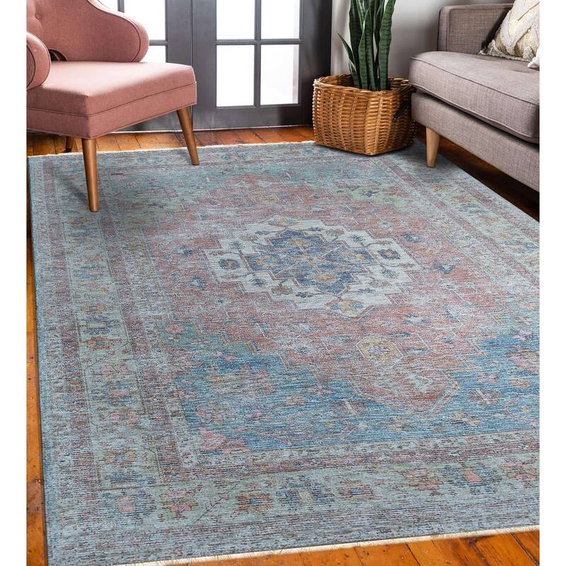Home Decor Rust Hand-Woven Wool Oriental Design Rug by EORC Luxurious and Elegant Area Rug for Adding Warmth and Classic Style
